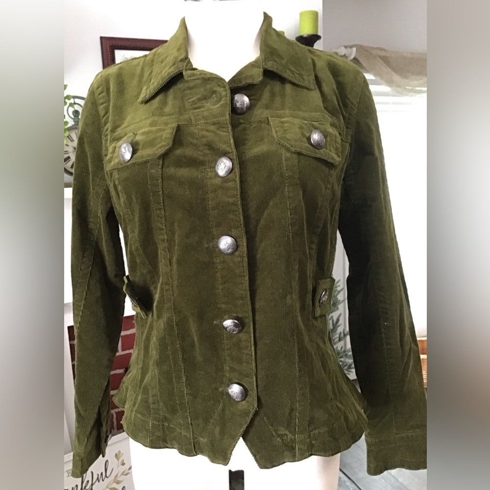 Live a Little green corduroy short jacket.EUC